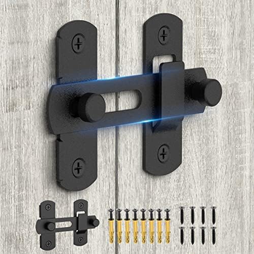 Barn Door Lock Latches, Matte Black Stainless Steel Flip Gate Latch Security Door Latch, Door Lock for Barn Door, Pet Door, Bathroom, Cabinet Closet, Window, Sliding Door Latch (2 Packs Matte Black)