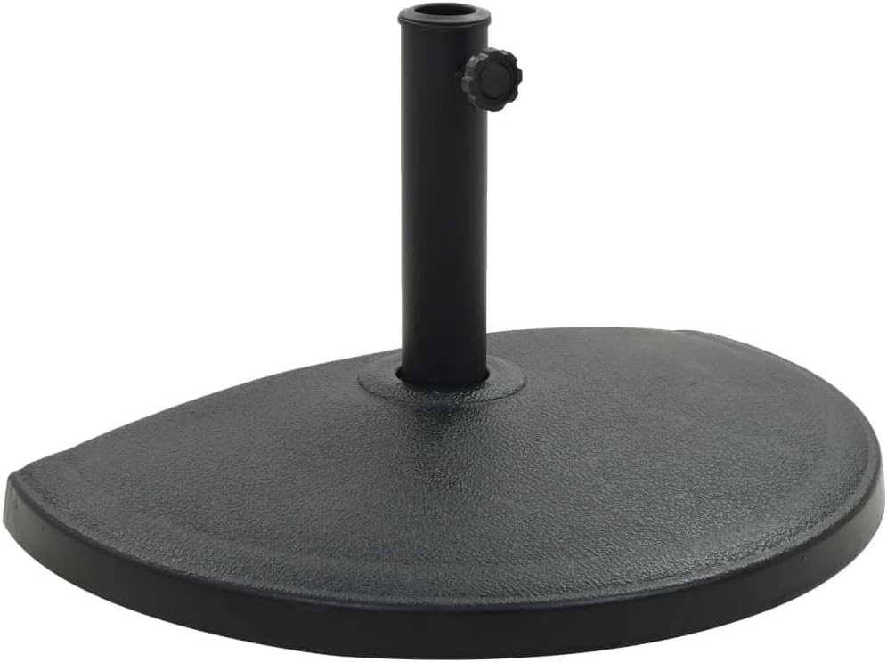 vidaXL Parasol Base, Weather-Resistant Outdoor Umbrella Stand, Heavy-Duty Half-Round Polyresin, Adjustable Size with Locking Bolt, Suitable for various Parasol Poles, Classic Black Design