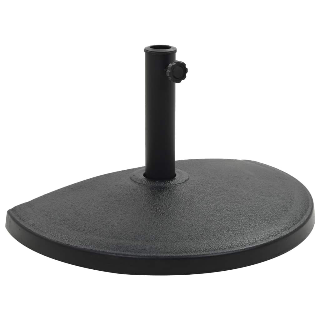 vidaXL Parasol Base, Weather-Resistant Outdoor Umbrella Stand, Heavy-Duty Half-Round Polyresin, Adjustable Size with Locking Bolt, Suitable for various Parasol Poles, Classic Black Design