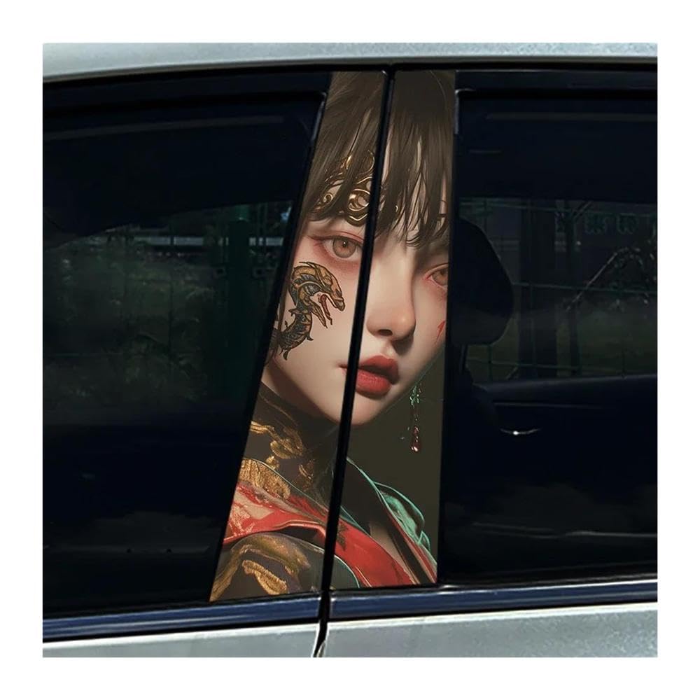 Body Parts 2PCS Car B Pillar Sticker Chinese Ancient Style Corpse Bride Waterproof Center Column Decals(I)