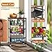 OKZEST 4-Tier Small Kitchen Storage Cart on Wheels, Metal Fruit Basket Stand with Pull-Out Baskets & Wood Top for Potato Onion Produce Snack Veggies