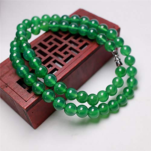 Collier calcédoine verte véritable perles 8mm création artisanale