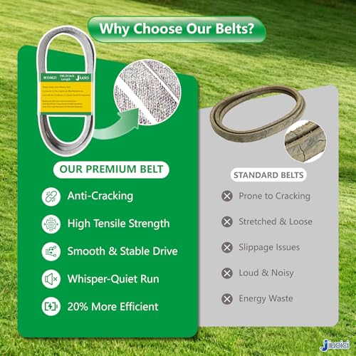Image of M154621 (146.24 inch) Heavy-Duty Mower Deck Belt, Fits John Deere 42 inch Deck | Fits John Deere 42 inch Deck X300 X304 X310, 48 inch Deck Z245 EZtrak Mower Blade Belt, Aramid Core, Zero-Stretch