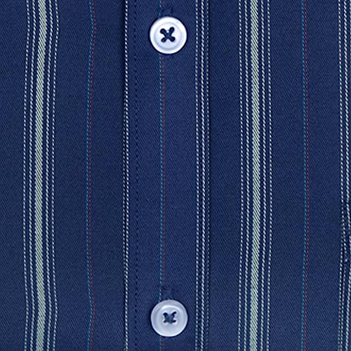 Image of ACCOX Men's Cotton Half Sleeves Dark Striped Regular Fit Formal Shirt for Men