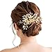 Wedding Hair Accessories, Gold Bridal Hair Comb Wedding Hair Pieces for Brides Pearl Flower Bridal Hair Accessories for Women