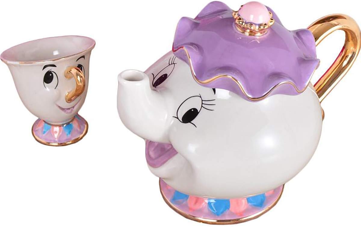 New Cartoon Beauty and The Beast Teapot Mug Mrs Potts Chip Tea Pot Cup One Set Lovely for Girl Home Decorationl