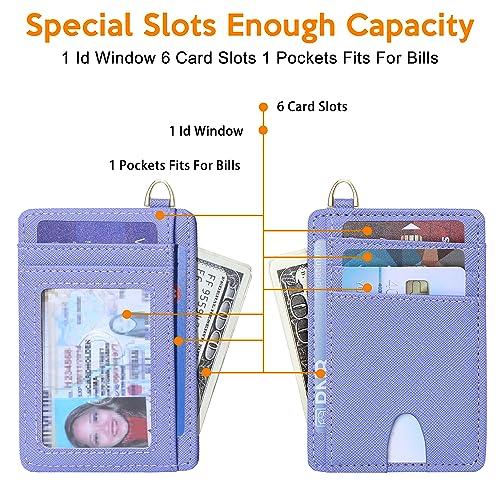 Badiya Credit Card Holder Slim Minimalist Wallet, Front Pocket Purse RFID Blocking Wallet Compact Card Case with ID Window for Women & Men3