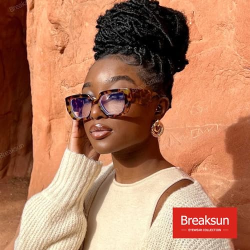 Image of Breaksun Thick Frame Blue Light Glasses for Women Men Fashion Oversized Square Computer Gaming Eyeglasses