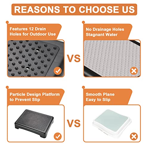 Mobility Step Stool, Indoor/Outdoor Stepping Stool For Adults & Seniors, Portable High Riser Steps Platform With Anti-Slip Top & Feet, 420 Lbs Capacity, Black #TOP1