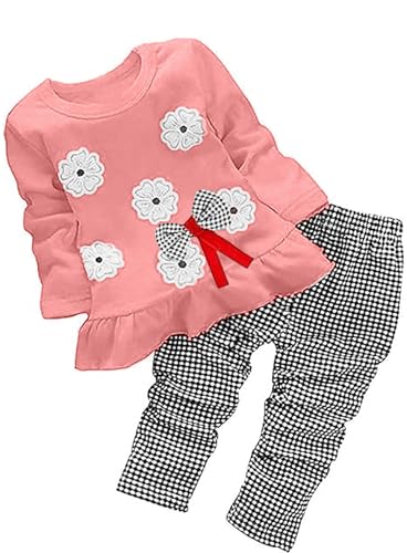 BOMDEALS Adorable Cute Toddler Baby Girl Clothing 2pcs Top&Pants Winter Outfits (Age(3T), Flower/Pink)