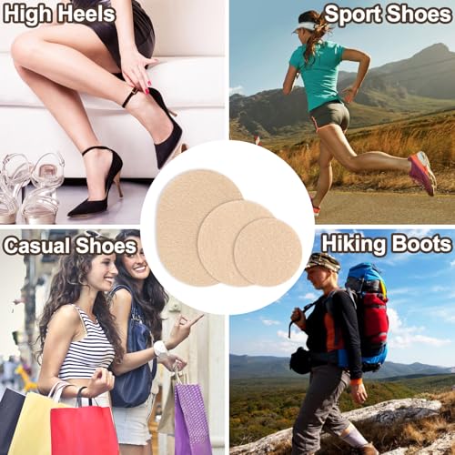 Image of Pndeyo 30pcs Moleskin Pads for Feet, Round Oval Blister Protection Patch, Self-Adhesive Flannel Moleskin Strips, Anti-Wear Mole Skin Patch for High Heels Loafers Boots Hiking Shoes- Nude Color