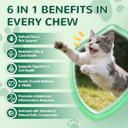 Flea and Tick Prevention for Cats, 500 Cat Flea Treatment, Natural Oral Flea Treatment for Cаts with Vitamins - Supports Skin & Coat, Digestive Health for All Breeds & Ages, Chicken Flavor - Image 4
