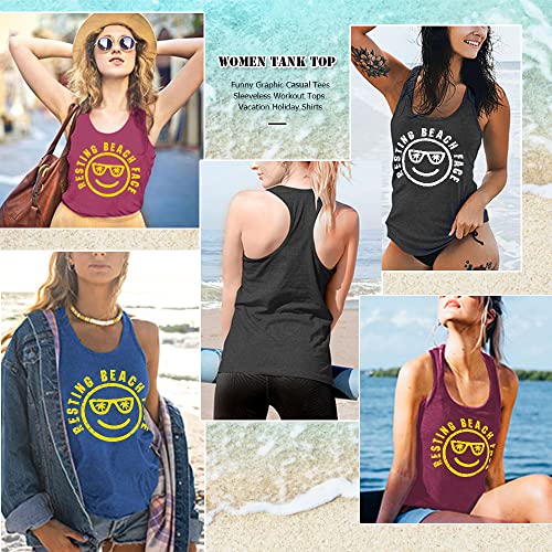 Country Tank Tops For Women Resting Beach Face Sleeveless Shirt Sporting Casual Tops Workout Funny Letter Tank Top(Purple Xl) #TOP3