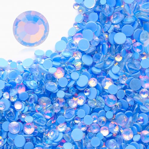 Image of F Light Blue Flatback Rhinestones, Glass Rhinestones for Nail Art and Craft, Glue Fix, Loose Crystal Gemstones(F Light Blue, SS30, 288pcs, 6.4-6.6mm)
