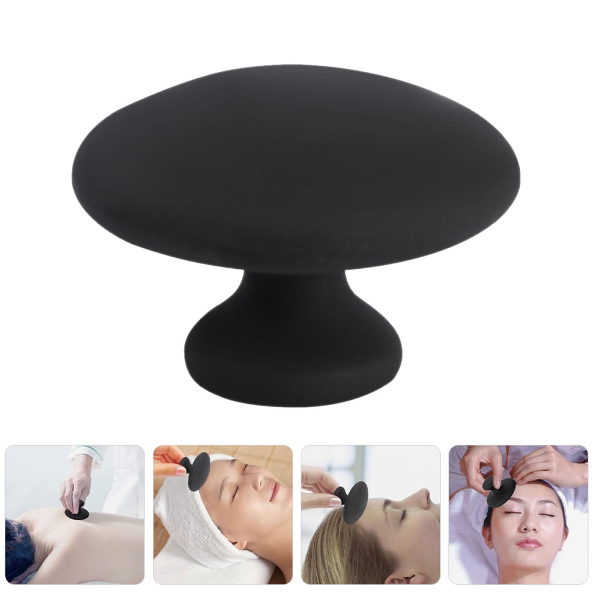 Ciieeo Massaggiatore Pietre Calde e Basalto 4 Pezzi per Massaggio Viso e Rilassamento Muscolare Strumento Gua Sha per Trattamento Facciale