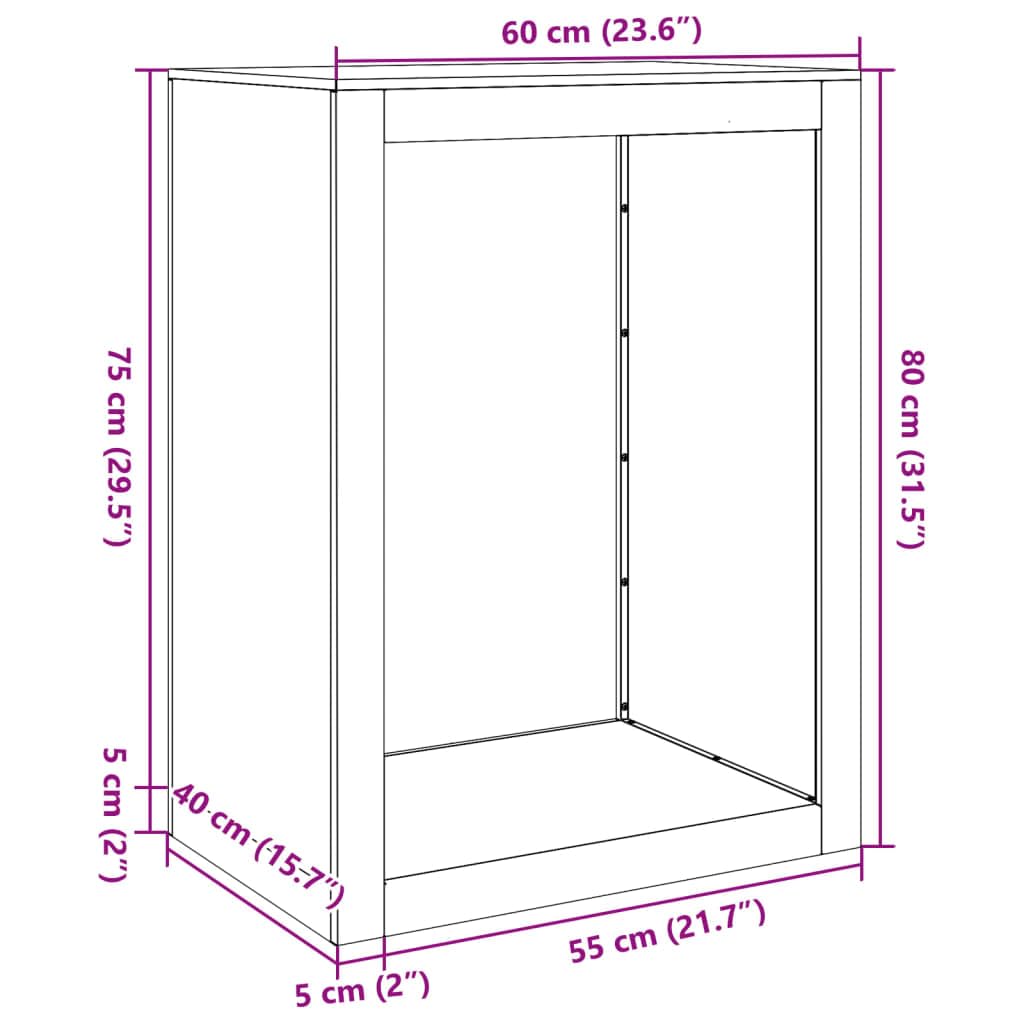 Mangloder Brennholzregal Edelstahl 60 x 40 x 80 cm, Kaminholzständer für Lagerung und Trocknung, Holzlager mit Luftzirkulation für Kamin, Ofen, Terrasse und Garten