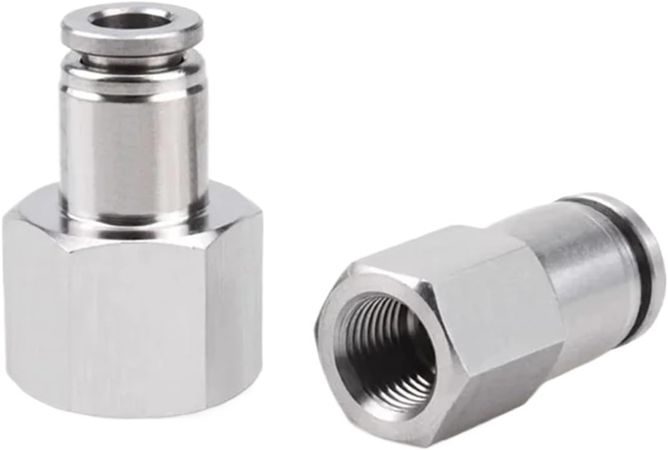 Pneumatic Connector 304 Stainless Steel PCF 1/8” 1/4” 3/8” 1/2” Thread Pneumatic Hose Pipe Quick Fitting 10Pcs(PCF10-03)