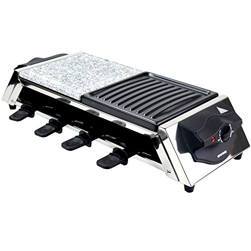 Syntrox Germany Stainless Steel Raclette GENF for 8 Individuals with Grill Plate and Heated Stone - Image 4