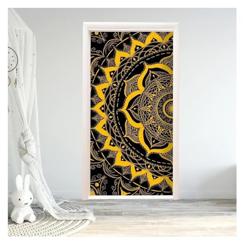 Sticker de porte fleurs mandala pour masquer les défauts et décorer le salon
