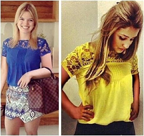 S-XXXL blouses new Women's fashion 2015 chiffon lace 2015 Lady qualified elegant shirts knitted flower shoulder tops patchwork plus size XXXL