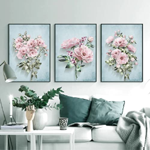 Toile peinture fleur nordique 70x100cm pour decoration murale salon