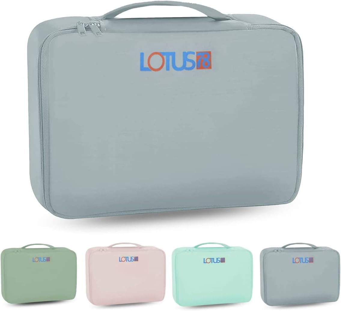 Lotus78 Makeup Bag. Cosmetic Bag for Women. Elegant Toiletry Bag for Women. Make Up Bag with Brush Organizer. Travel Makeup Bag for Girls. Makeup Bag Organizer with Detachable Small Cosmetic Bag. (Grey) : Beauty & Personal Care