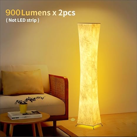 BLUEYE BLUEYE Floor Lamp,1800Lumens,RGBW 2700K-6500K,Remote Control,2 X 80W Equivalent,E26 Base,Color Changing Standing Lamp for Living Room Bedroom,Duppon Paper,60in photo 2