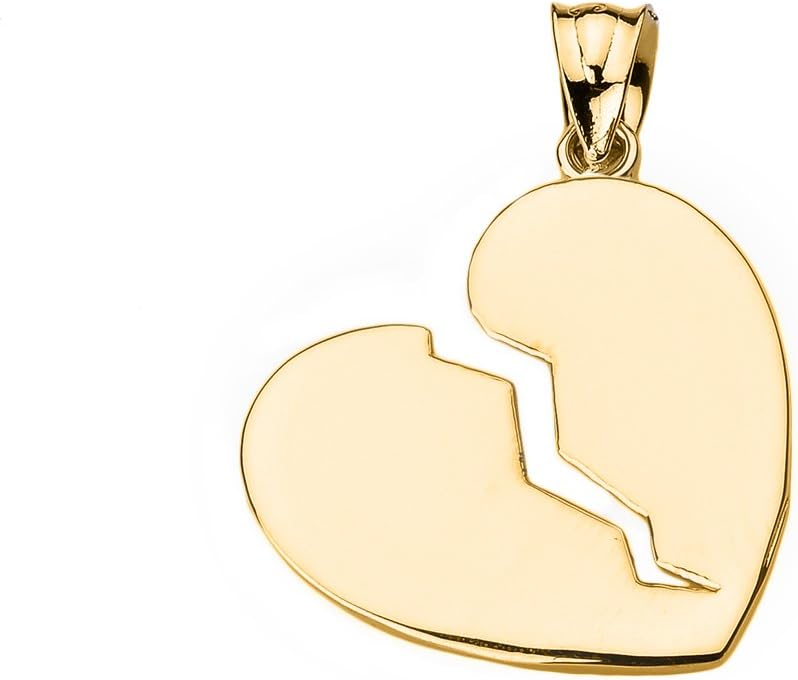 10k Yellow Gold Broken Heart Pendant Necklace