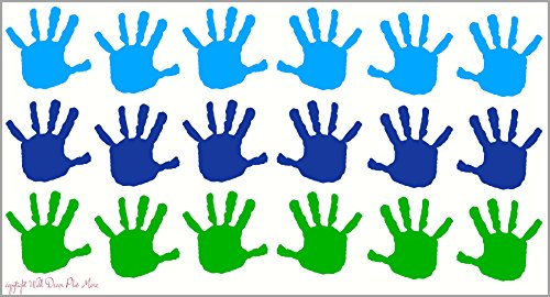 Wall Decor Plus More Wdpm3566 Handprint Vinyl Wall Decals Sticker, Great For Classroom, Daycares And Preschool, Ice Blue/Traffic Blue/Lime Green, 18 Piece #TOP1