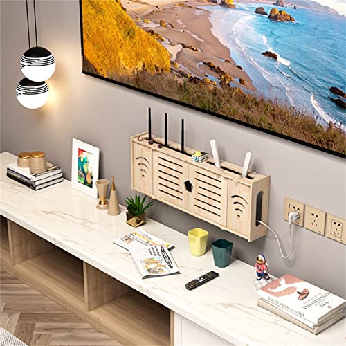 Wood Wifi Router Shelf/Tv Set-Top Boxes Magic Storage Shelf Decoration Box Wall Hanging Router Support (Color : 66X10X24Cm) #TOP4