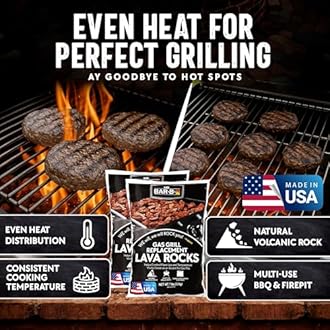 7lb Natural Volcanic Lava Rocks for Gas Fire Pit & Grill – Stones for Indoor/Outdoor Propane Fireplaces – Even Heat Distribution, Reduces Flare Ups Lava Rock by FryOilSaver Co. (Pack of 2)