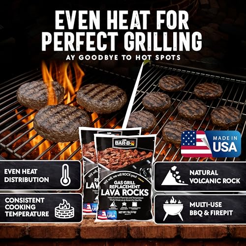 7lb Natural Volcanic Lava Rocks for Gas Fire Pit & Grill – Stones for Indoor/Outdoor Propane Fireplaces – Even Heat Distribution, Reduces Flare Ups Lava Rock by FryOilSaver Co. (Pack of 2)