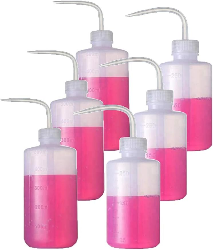 OJYUDD 6 Pack 250ml and 500ml Size Narrow Mouth Squeeze Bottle,Safety Wash Bottle, Plastic Squeeze Bottle