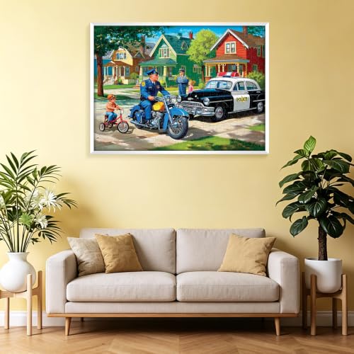 500 Piece Puzzles for Adults, Police Patrol Jigsaw Puzzles 500 Pieces, Summer Community Street Puzzle 500 Pieces for Teens Seniors, Vintage Car Jigsaw Puzzle, Stress Relief Puzzle Toy Game Gift - Image 7
