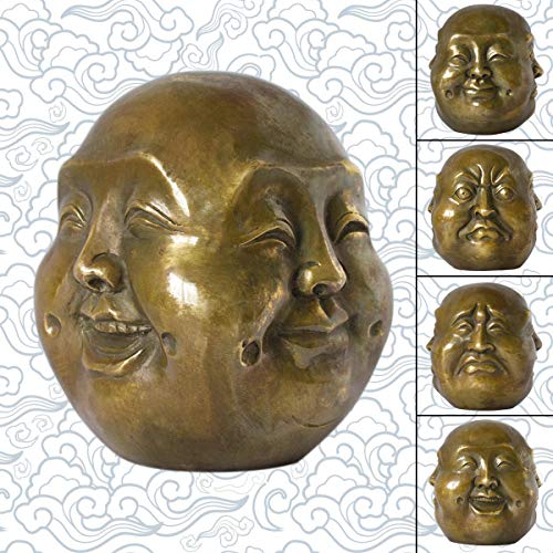 Addune Buddha Head Statue Four Faces Pleasure Anger Sorrow Joy Brass Home Decor Lucky Gift #TOP1