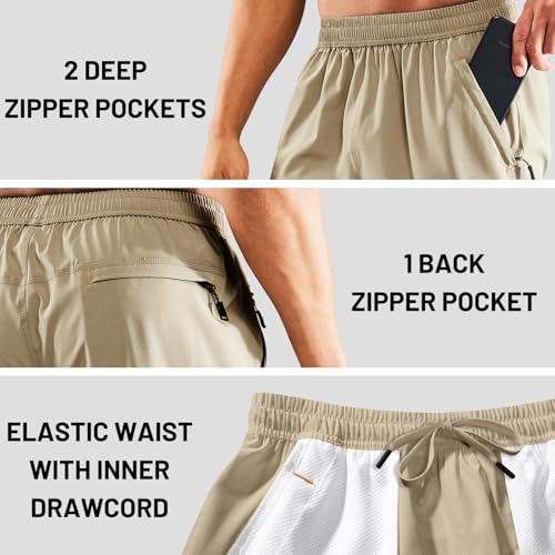 Image of MIER Men's Quick Dry Running Shorts with Zipper Pocket Elastic Waist Athletic Workout Exercise Shorts
