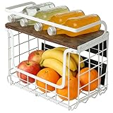 ★ 【Support à fruits peu encombrant】cette corbeille à fruits suspendue présente un design pliable avec une planche supérieure en bois et 4 crochets séparés, économisant ainsi de l'espace d'organisation et de stockage. C'est un choix parfait à utiliser comme support de banane, bol à fruits, stockage d'oignons, stockage de pommes de terre, organisateur de collations, etc