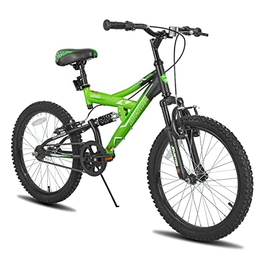 JOYSTAR Contender 20 Inch Kids Bike for Boys & Girls Ages 7-13 Years 20" Mountain Bike with Full Dual-Suspension Steel Frame and 1-Speed Drivetrain with Kickstand Green