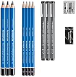 STAEDTLER Mars Lumograph Kit de dessin avec crayons d'art, stylos de dessin, écharpe et double trou (61 100)