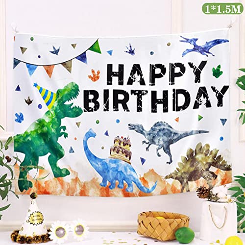 サムコス バースデー タペストリー 誕生日パーティー 飾り 1セット かわいい ジュラシック恐竜 Happy Birthday 誕生日タペストリー飾り 写真背景 壁掛け 子供 [5]