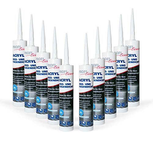 Preisvergleich Produktbild Bau Acryl 10 Stk. Kartuschen - Profiqualität 300ml Fb.weiss Dichtstoff - Dichtmasse - Fugendichtmasse !