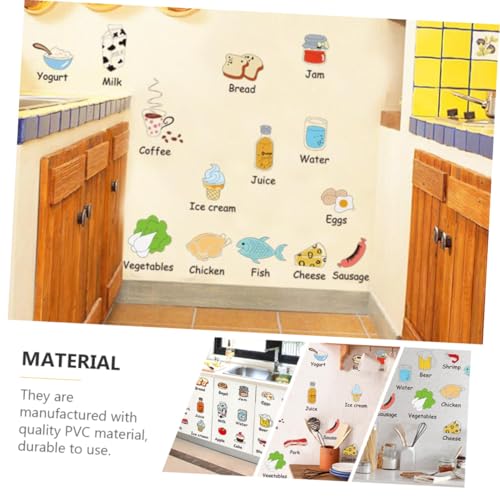 Pegatinas de cocina de PVC con motivos de vegetales y carnes para decorar la nevera de hogar 7