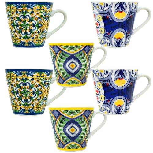 Set 6 Tazzine Caffè In Porcellana | Multicolore | Lavastoviglie E Microonde | Idea Regalo Moderna - Foto 4