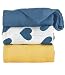 Tula Baby Blanket Set, 3 Pack of 47x47 Inches, 100% Viscose from Bamboo Unisex Swaddle Blankets – Tula Love Soleil (Blue & Yellow Hearts, Blue, Yellow)