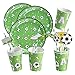 SUNBEAUTY Juego de Fiesta Fútbol, Vajilla de Fiesta, Decoración de Cumpleaños de Fútbol, 16 Platos de Papel, 16 Vasos de Papel, 20 Pajitas, Juego de Cumpleaños para Niño