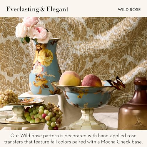 Image of MACKENZIE-CHILDS Pedestal Platter, Small, Wild Rose Slate