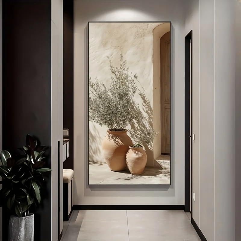 Affiche olivier pot en terre cuite beige et marron 40x80cm art moderne salon