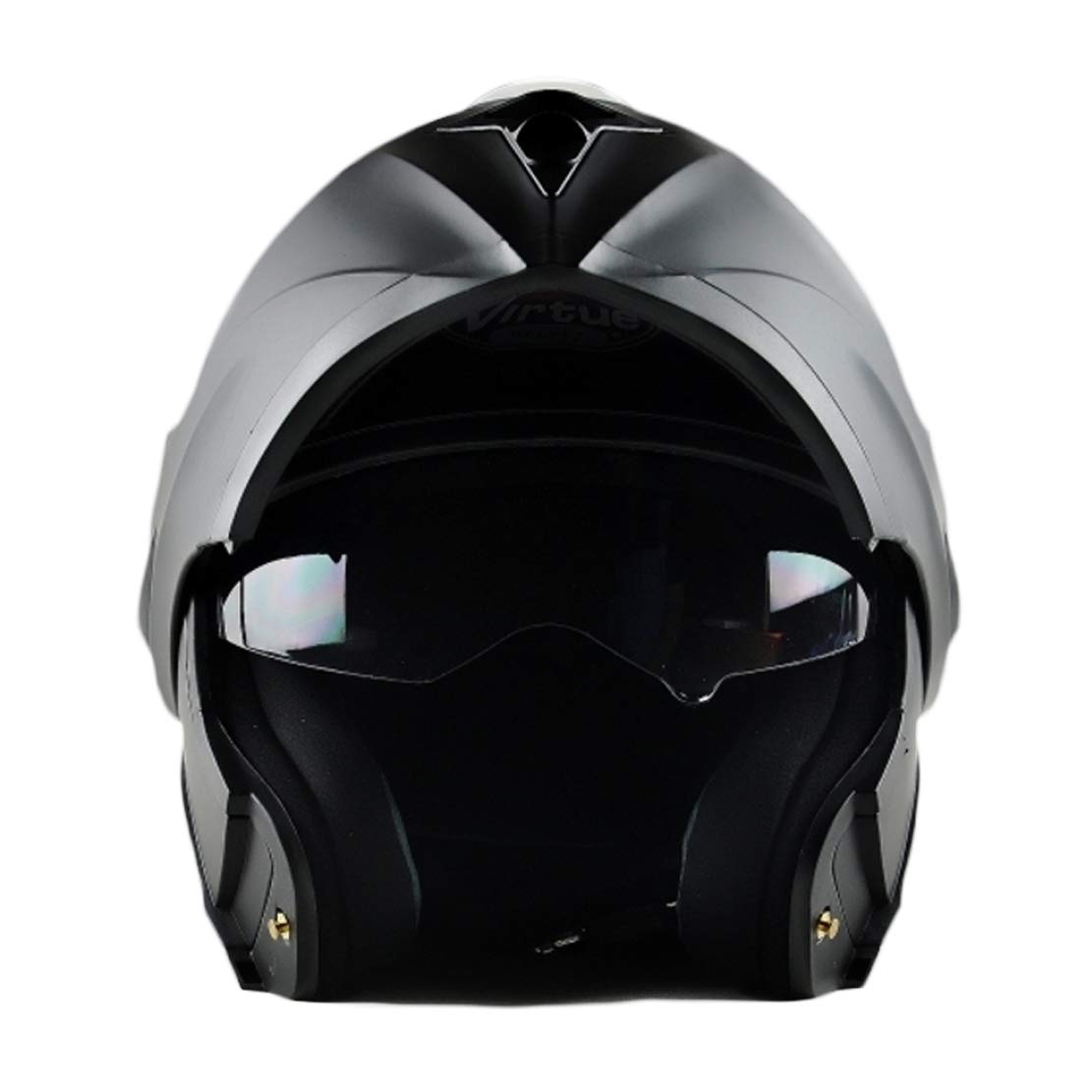 Moduł z wysokim klapą, kask motocyklowy, podwójna osłona przeciwsłoneczna, ochrona przed zaparowaniem, kask motocrossowy, wyjmowana podszewka, dla mężczyzn i kobiet, na 4 pory roku, srebrny, M (55-58 cm)