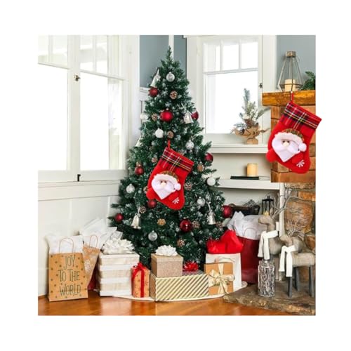 1 Bota De Natal 16x12cm Meia Papai Noel Pelúcia 3D Enfeites Decoração Acessórios Christmas Pinheiro