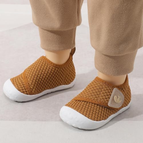 Image of FEETCITY Baby First Walking Shoes Wide Baby Shoes Infant Sneakers Newborn Crib Shoe Barefoot Lightweight Slip On Shoe